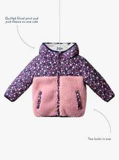 JoJo Maman Bébé Pink Embroidered Reversible Jacket