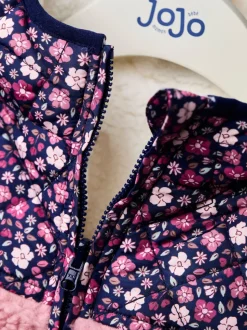 JoJo Maman Bébé Pink Embroidered Reversible Jacket