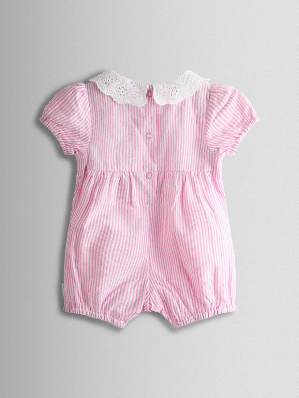 JoJo Maman Bébé Pink Embroidered Stripe Romper