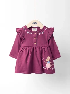 JoJo Maman Bébé Pink Fairy Mouse Appliqué Button Front Dress