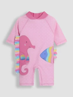 JoJo Maman Bébé Pink Fish Appliqué Sun Protection Suit