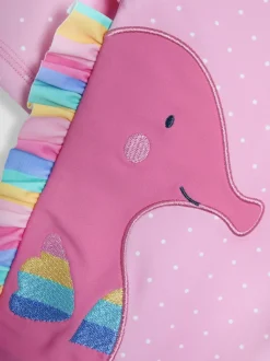 JoJo Maman Bébé Pink Fish Appliqué Sun Protection Suit