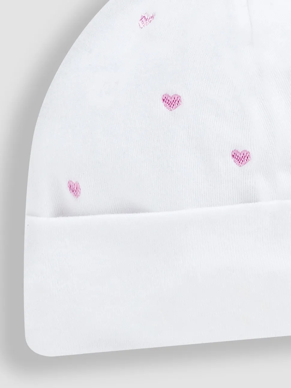 JoJo Maman Bébé Pink Heart Embroidered Cotton Baby Hat