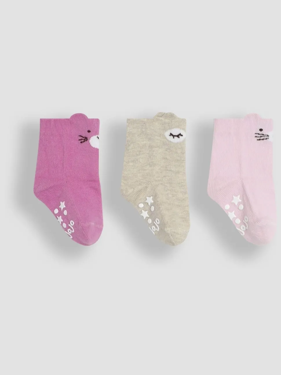 JoJo Maman Bébé Pink 3-Pack Bear Socks