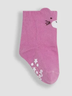 JoJo Maman Bébé Pink 3-Pack Bear Socks