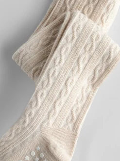 JoJo Maman Bébé Pink 2-Pack Cotton Rich Cable Tights