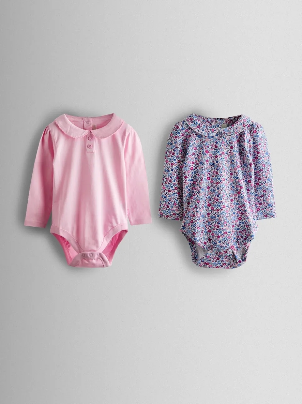 JoJo Maman Bébé Pink 2-Pack Ditsy Floral Peter Pan Bodies