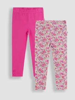 JoJo Maman Bébé Pink 2-Pack Ditsy Floral Leggings