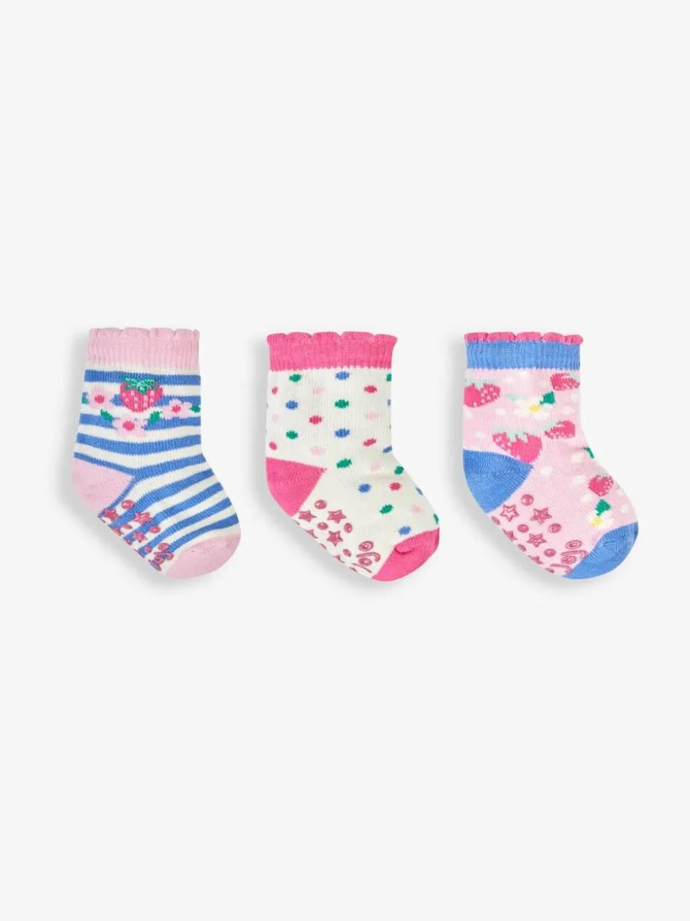 JoJo Maman Bébé Pink 3-Pack Fruit Socks