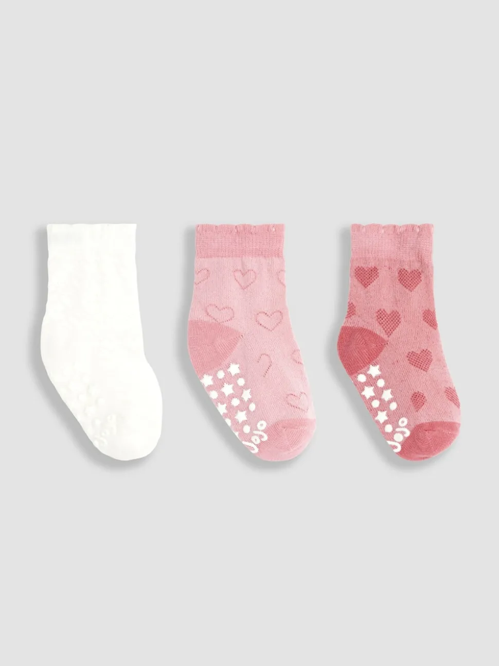JoJo Maman Bébé Pink 3-Pack Heart Socks