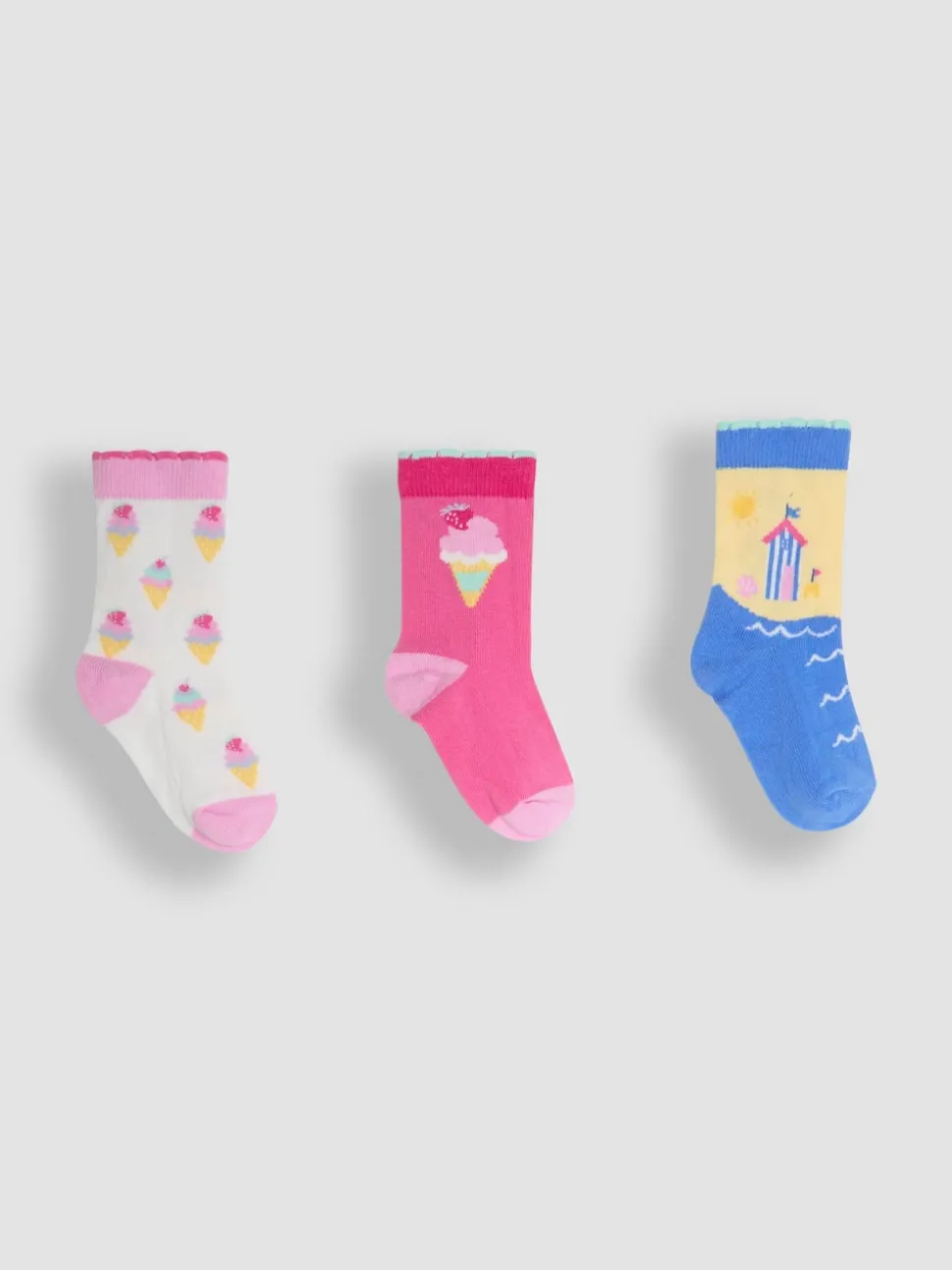 JoJo Maman Bébé Pink 3-Pack Printed Socks