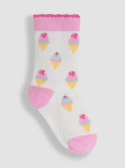 JoJo Maman Bébé Pink 3-Pack Printed Socks