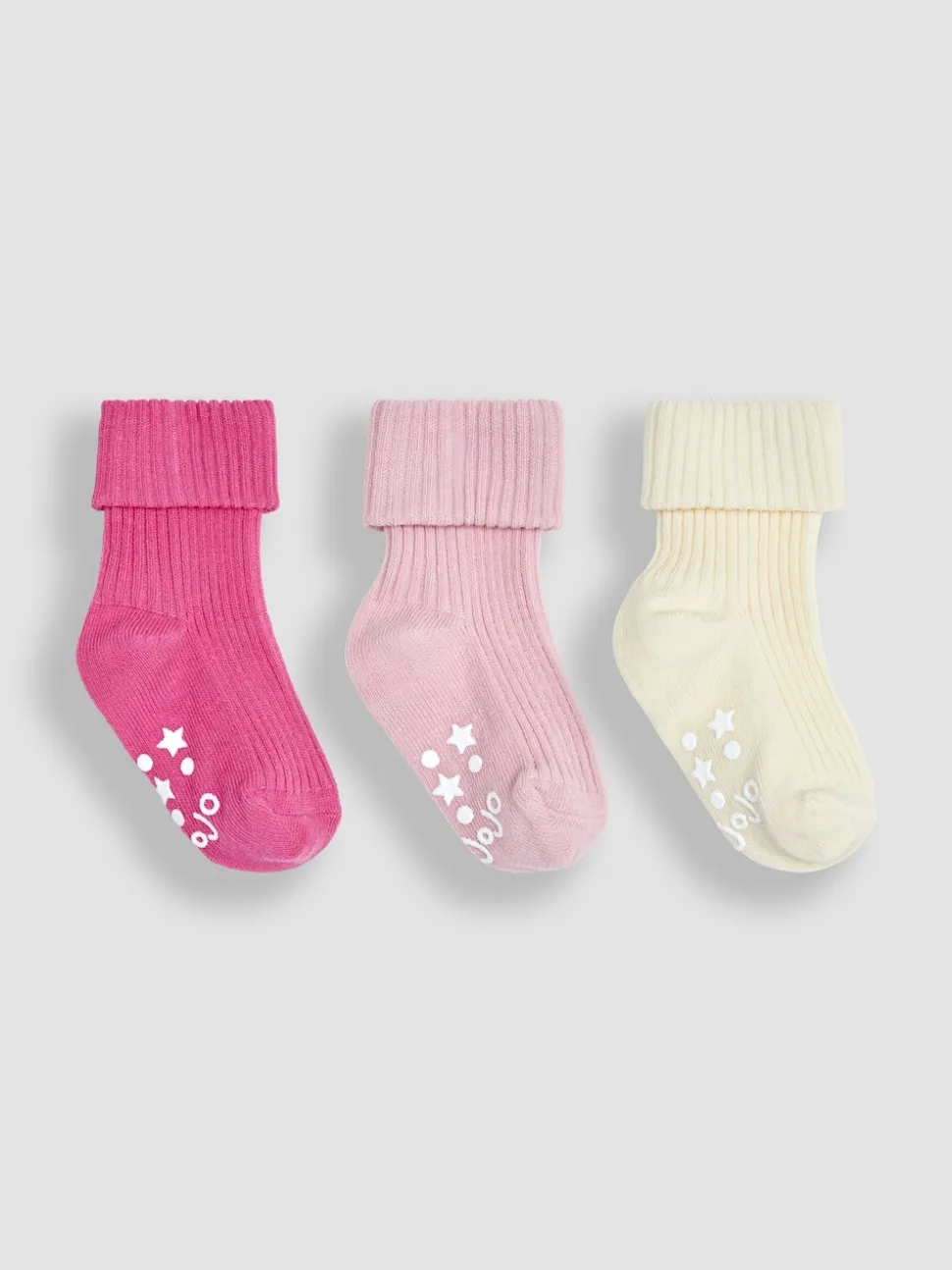JoJo Maman Bébé Pink 3-Pack Ribbed Socks