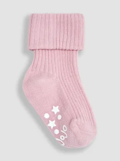 JoJo Maman Bébé Pink 3-Pack Ribbed Socks