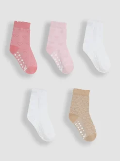 JoJo Maman Bébé Pink 5-Pack Socks