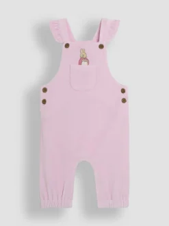 JoJo Maman Bébé Pink Peter Rabbit Appliqué Velour Dungarees and Body Set