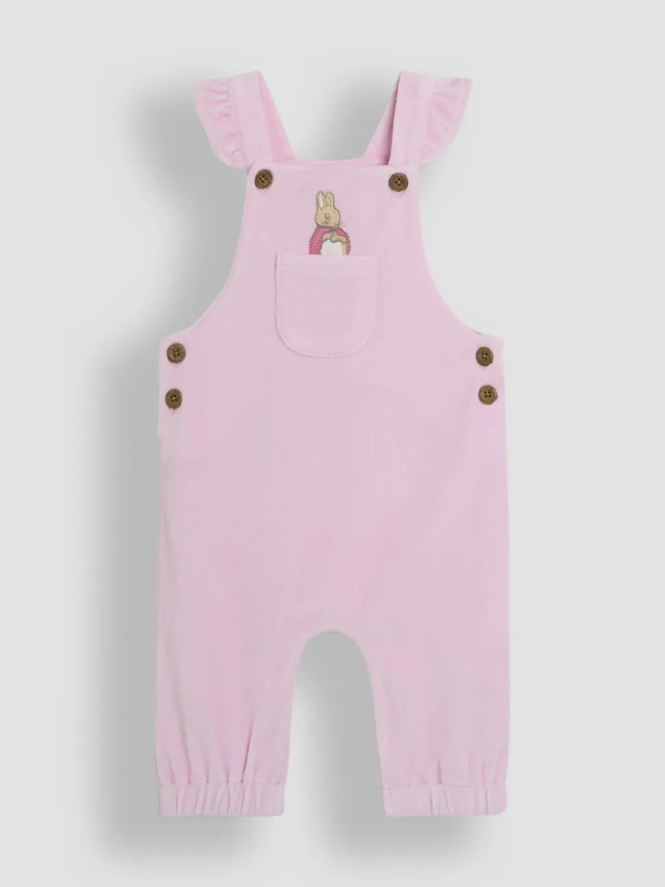 JoJo Maman Bébé Pink Peter Rabbit Appliqué Velour Dungarees and Body Set