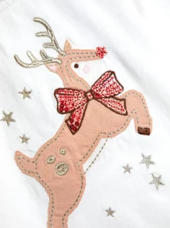 JoJo Maman Bébé Pink Reindeer Top & Tulle Skirt Set
