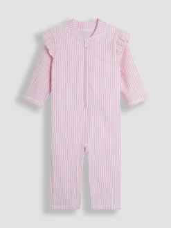 JoJo Maman Bébé Pink Stripe Sun Protection Suit