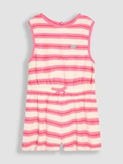 JoJo Maman Bébé Pink Stripe Towelling Sunsuit & Scrunchie