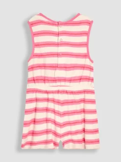 JoJo Maman Bébé Pink Stripe Towelling Sunsuit & Scrunchie
