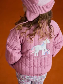 JoJo Maman Bébé Pink Unicorn Bomber Jacket