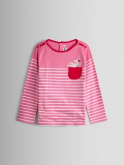 JoJo Maman Bébé Pink Unicorn Breton Pocket Top