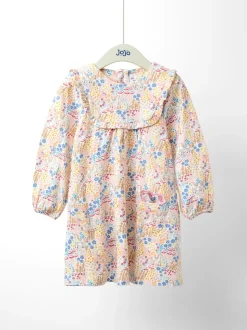 JoJo Maman Bébé Pink Unicorn Floral Printed Yoke Dress