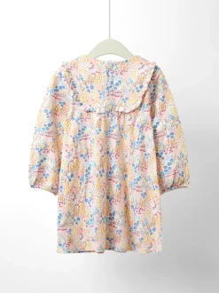 JoJo Maman Bébé Pink Unicorn Floral Printed Yoke Dress