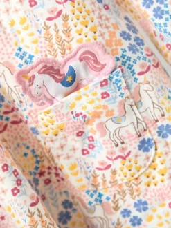 JoJo Maman Bébé Pink Unicorn Floral Printed Yoke Dress