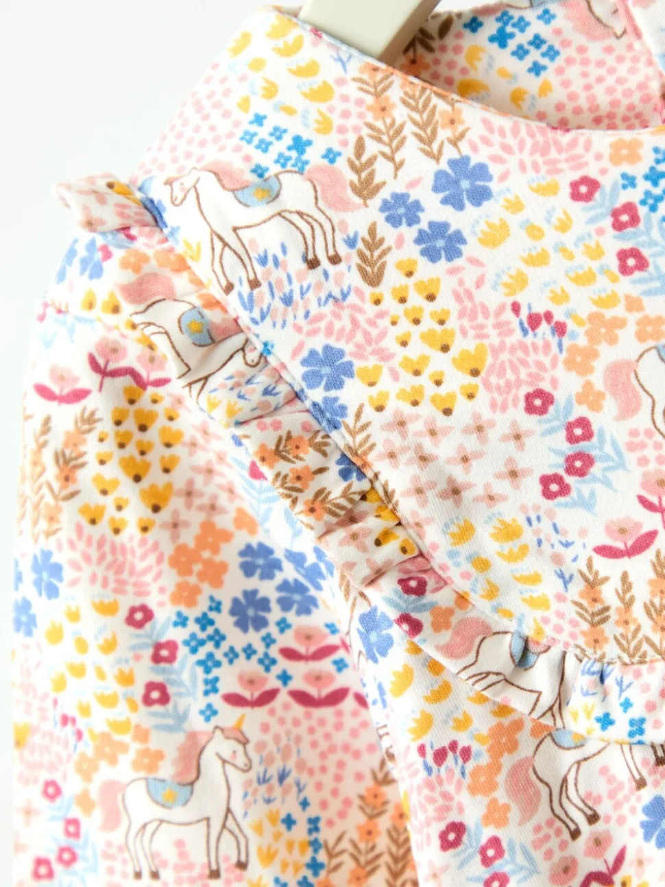 JoJo Maman Bébé Pink Unicorn Floral Printed Yoke Dress