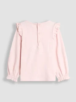 JoJo Maman Bébé Pink Unicorn Frill Sleeve Top & Tulle Skirt Set
