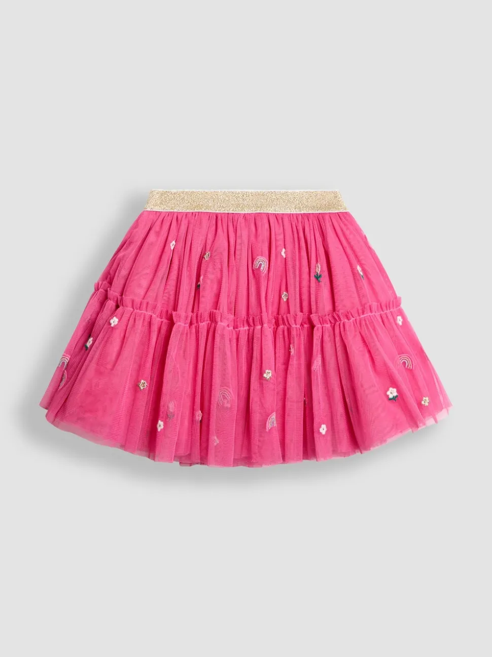 JoJo Maman Bébé Pink Unicorn Frill Sleeve Top & Tulle Skirt Set
