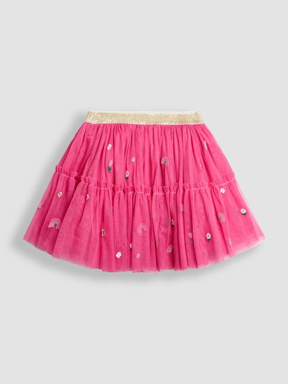 JoJo Maman Bébé Pink Unicorn Frill Sleeve Top & Tulle Skirt Set