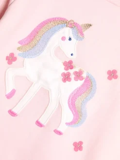 JoJo Maman Bébé Pink Unicorn Frill Sleeve Top & Tulle Skirt Set