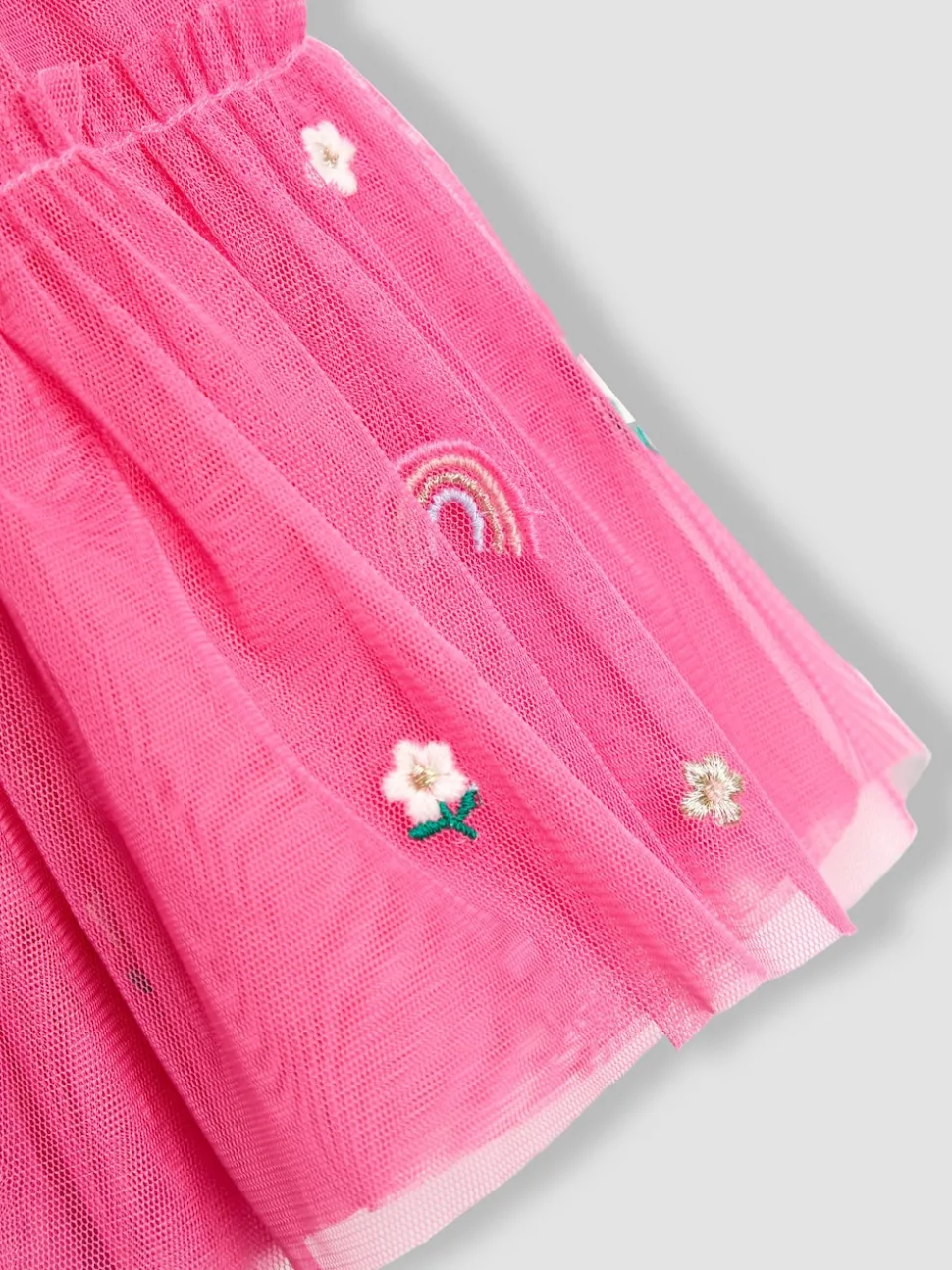 JoJo Maman Bébé Pink Unicorn Frill Sleeve Top & Tulle Skirt Set