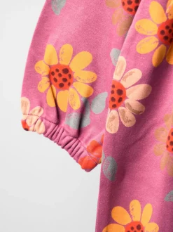 JoJo Maman Bébé Plum Pink Autumn Floral Button Front Printed Dress