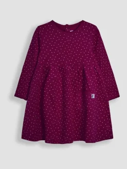 JoJo Maman Bébé Plum Purple Spot Printed Jersey Dress