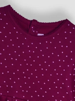 JoJo Maman Bébé Plum Purple Spot Printed Jersey Dress