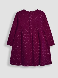 JoJo Maman Bébé Plum Purple Spot Printed Jersey Dress