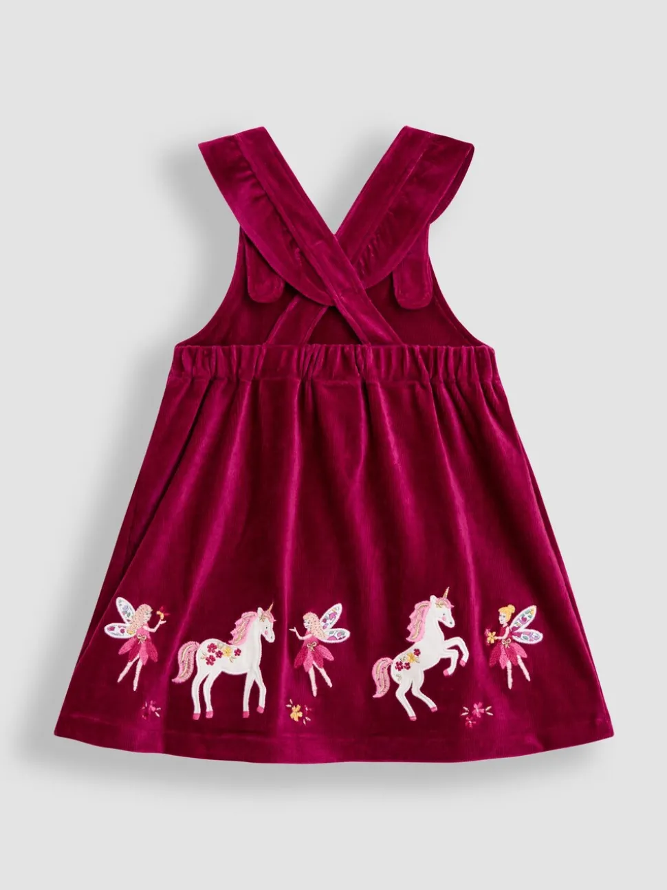 JoJo Maman Bébé Purple Berry Unicorn Appliqué Pinafore Dress & Top Set