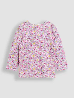 JoJo Maman Bébé Purple Berry Unicorn Appliqué Pinafore Dress & Top Set