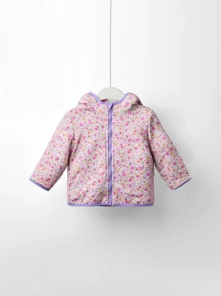 JoJo Maman Bébé Purple Butterfly Appliqué Reversible Fleece Jacket