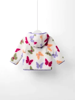 JoJo Maman Bébé Purple Butterfly Appliqué Reversible Fleece Jacket