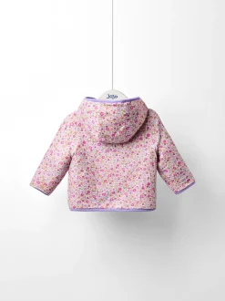 JoJo Maman Bébé Purple Butterfly Appliqué Reversible Fleece Jacket