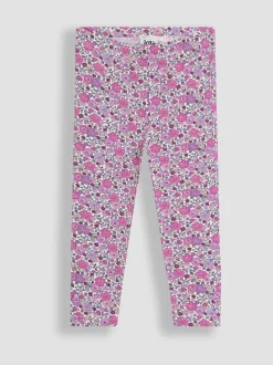 JoJo Maman Bébé Purple Dark 2-Pack Ditsy Floral Leggings