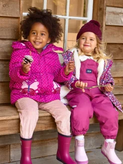 JoJo Maman Bébé Purple Fleece Lined Waterproof Dungarees