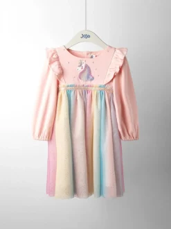JoJo Maman Bébé Purple Unicorn Appliqué Tulle Party Dress