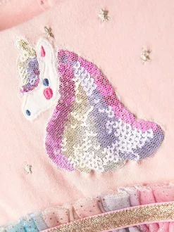 JoJo Maman Bébé Purple Unicorn Appliqué Tulle Party Dress