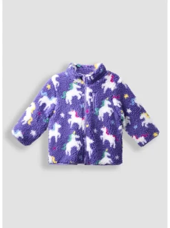 JoJo Maman Bébé Purple Unicorn Borg Fleece Jacket